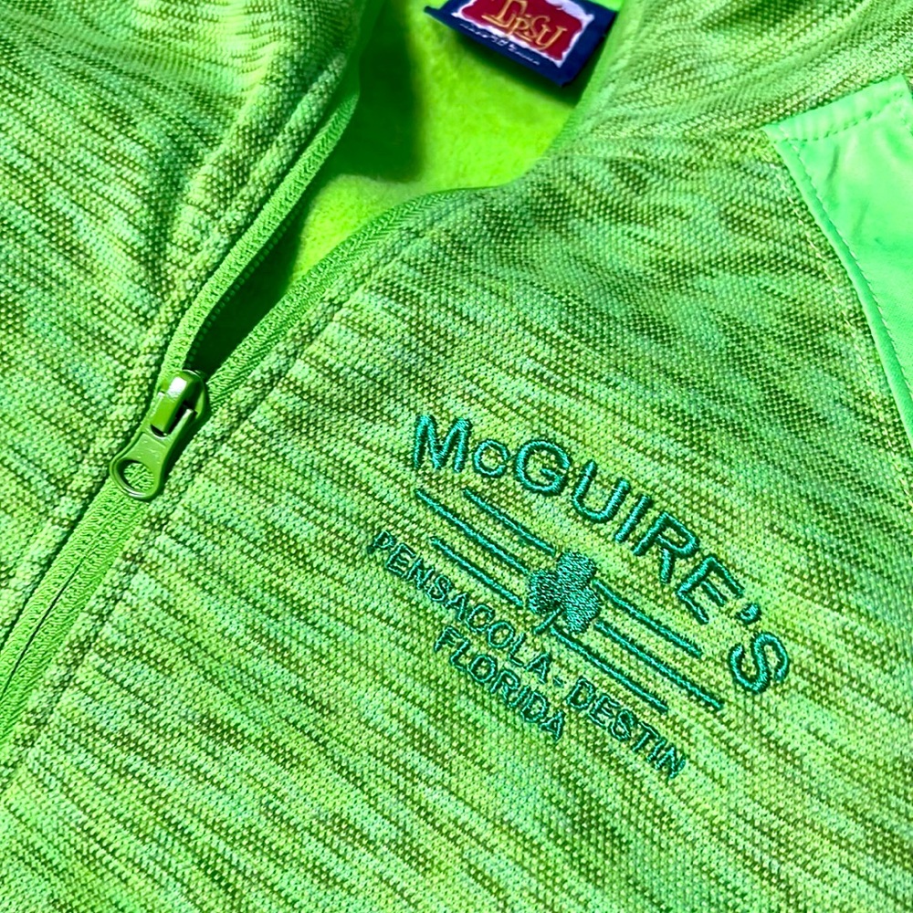 Lime green McGuires Pub in Pensacola Beach women’s zip up jacket